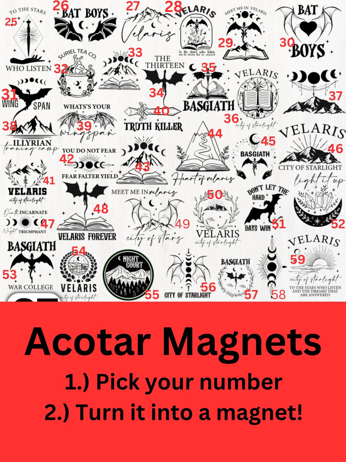 2.5” Acotar Magnets l Fourth Wing | Book Magnets