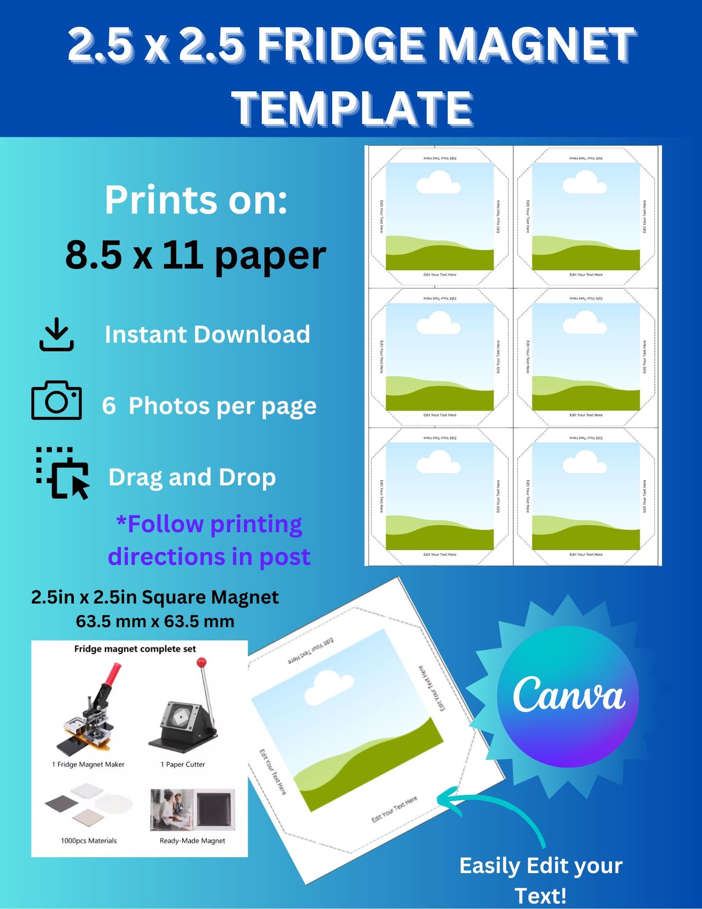 2.5” x 2.5” Photo Magnet Template