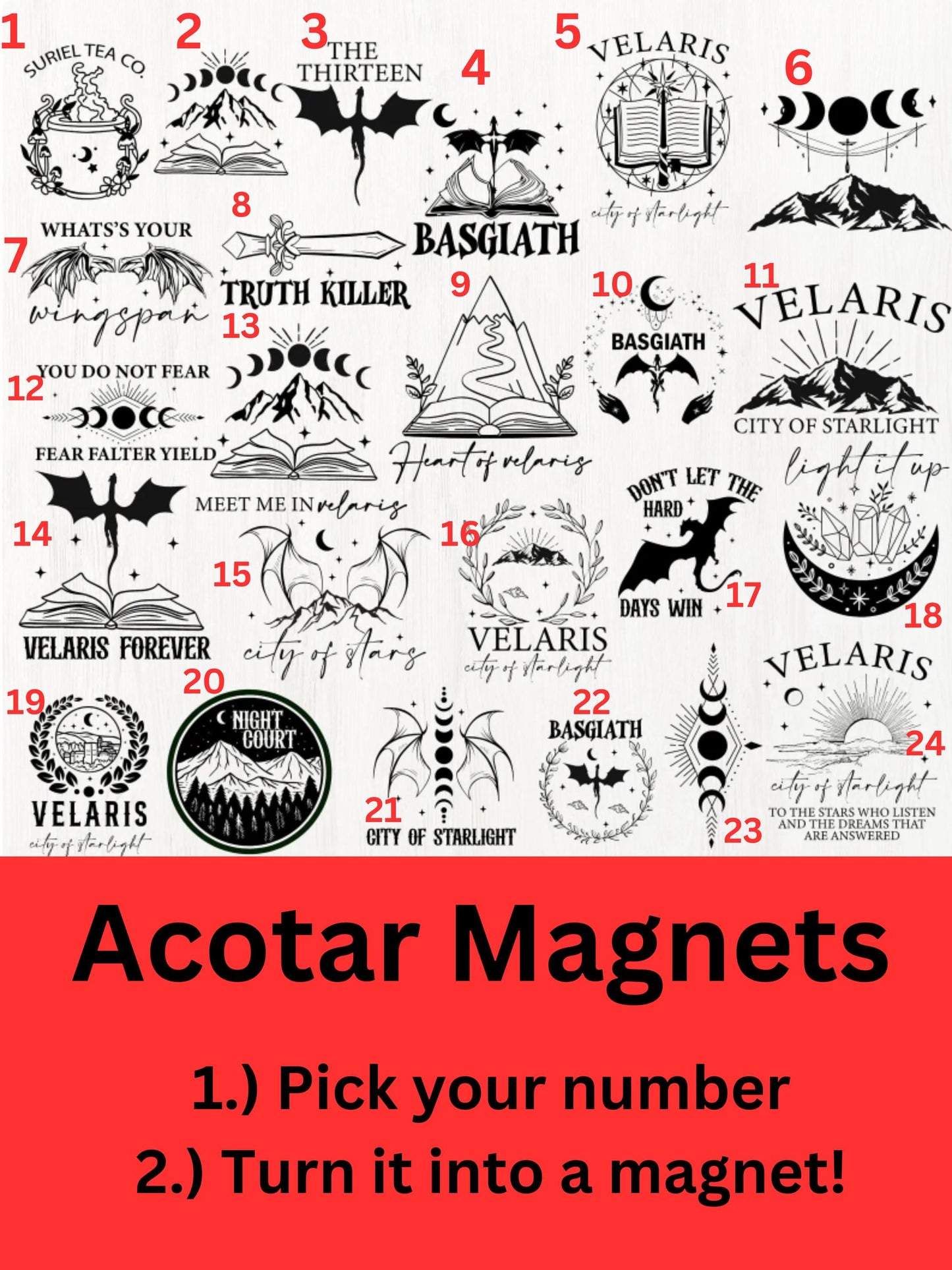 2.5” Acotar Magnets l Fourth Wing | Book Magnets